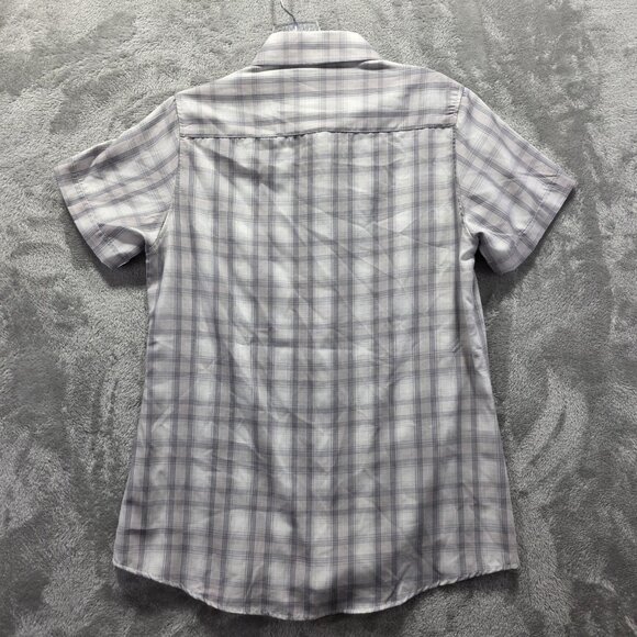 Dixxon Shirt Womens Small Gray Plaid Short Sleeve Button Down The Ridgeline - Picture 10 of 10
